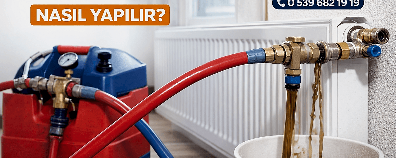 Makine ile petek temizliği işlemi – Cansu Tesisat kalorifer petek temizleme hizmeti